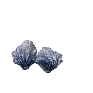 NWOT Set of 4 Hand made rustic napkin rings‎ Oyster Shape, Light blue,